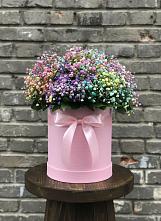 Цветочная композиция из Гипсофила и Розы в шляпной коробке #REPLACE_PRED# Прикубанский