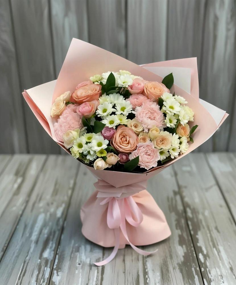 Букет цветов из: Гвоздики, Розы и Хризантемы в Прикубанский