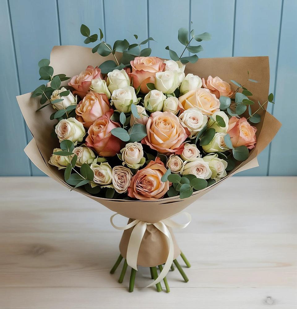 Букет цветов из: Альстромерии и Розы в Прикубанский