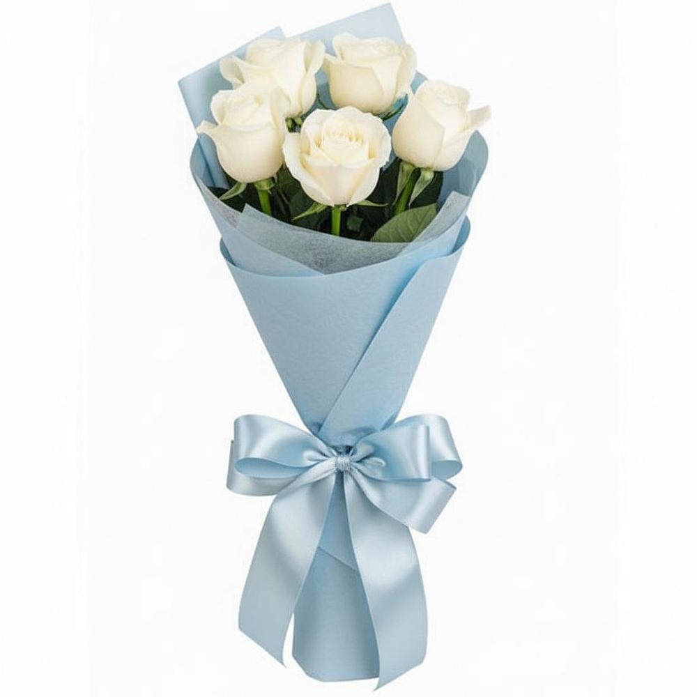 Букет 5 Белых роз Проуд в Прикубанский
