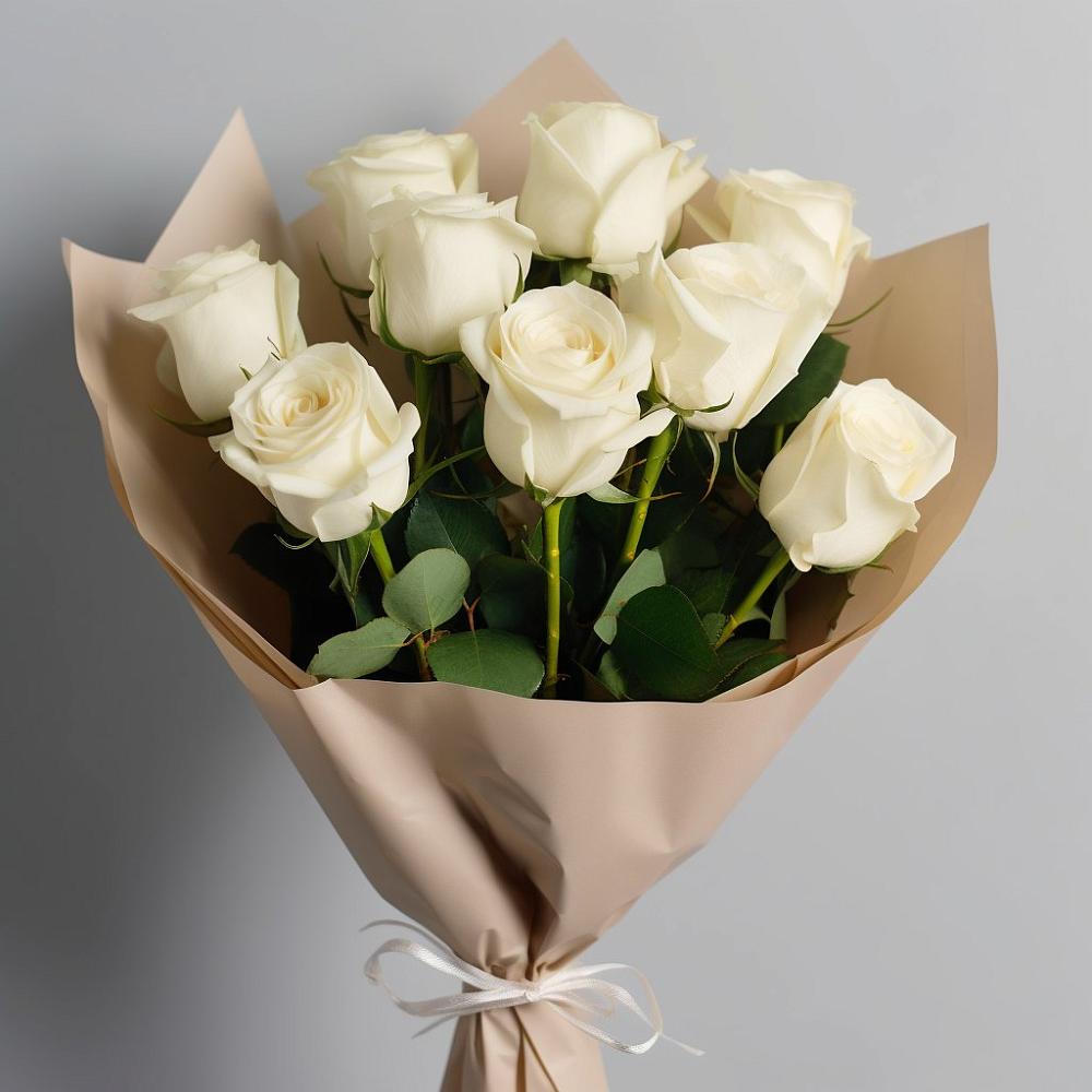 Букет 9 Белых роз Эдлесс Лав в Прикубанский