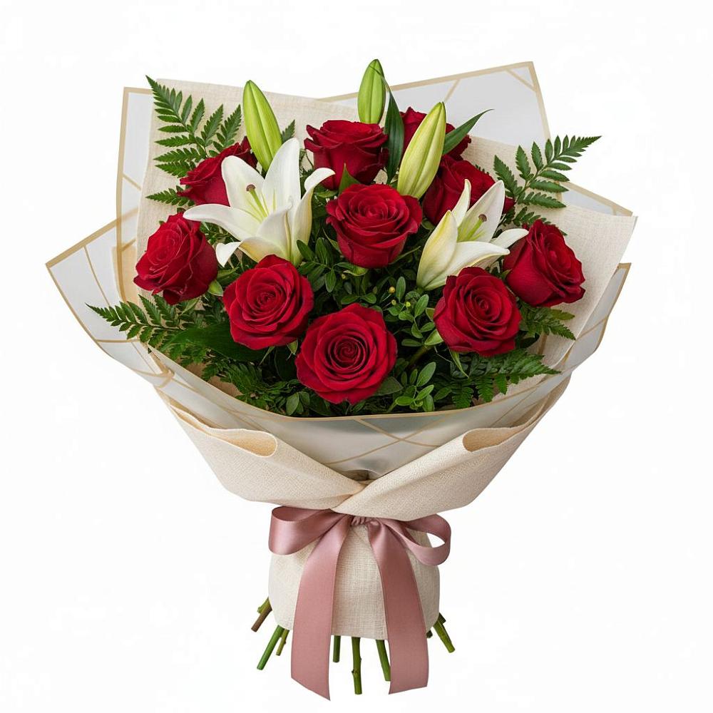 Букет цветов из: Лилии и Розы в Прикубанский