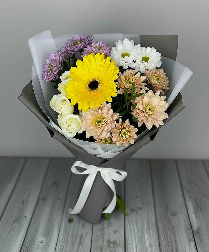 Букет цветов из: Розы, Герберы и Хризантемы в Прикубанский