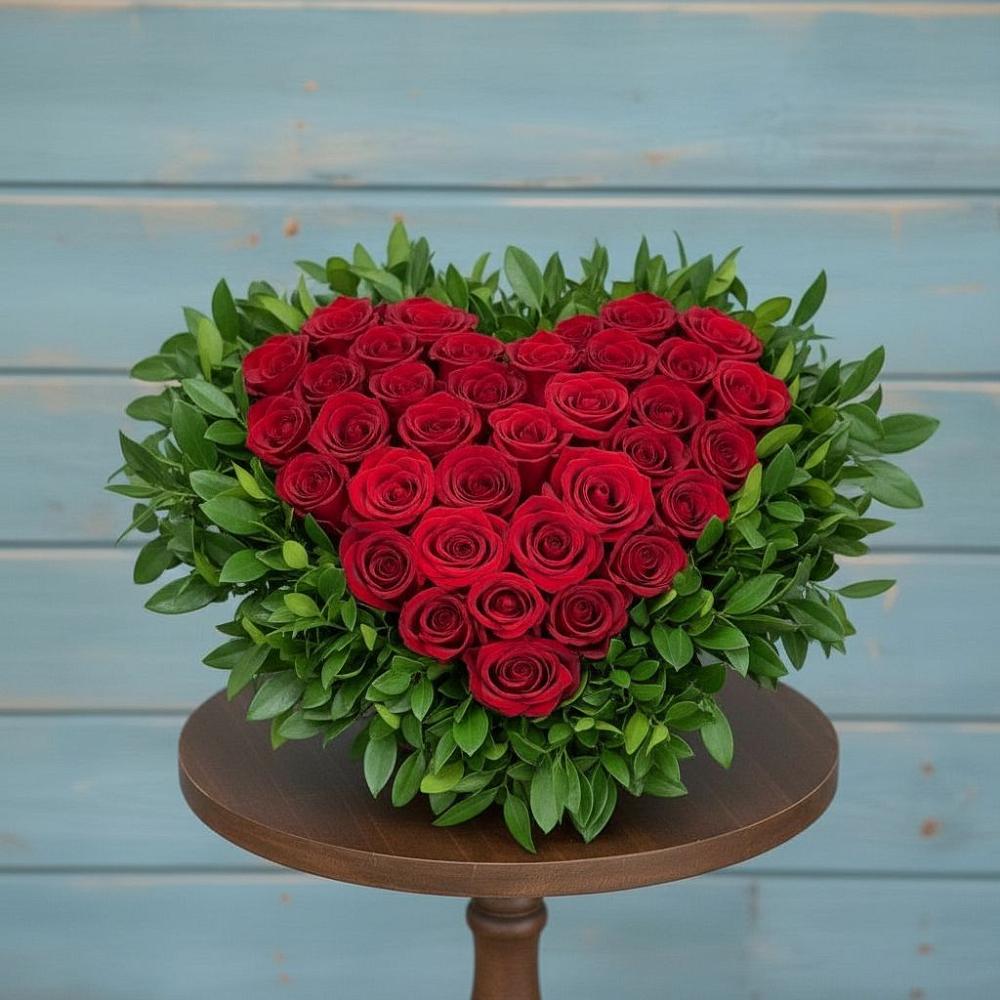 Цветочная композиция из Розы в виде сердца в Прикубанский