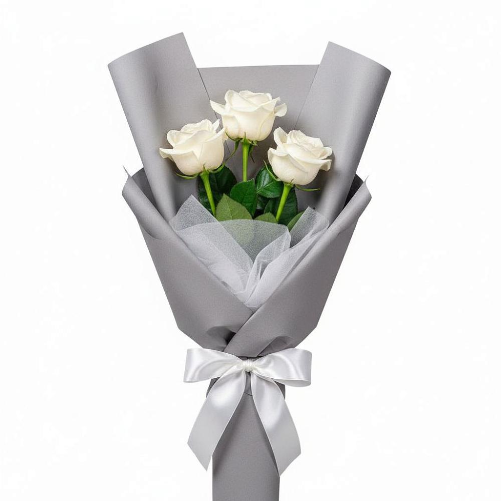 Букет 3 белые розы в Прикубанский