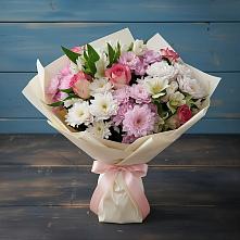 Букет цветов из:  Хризантемы, Альстромерии и Розы в Прикубанский