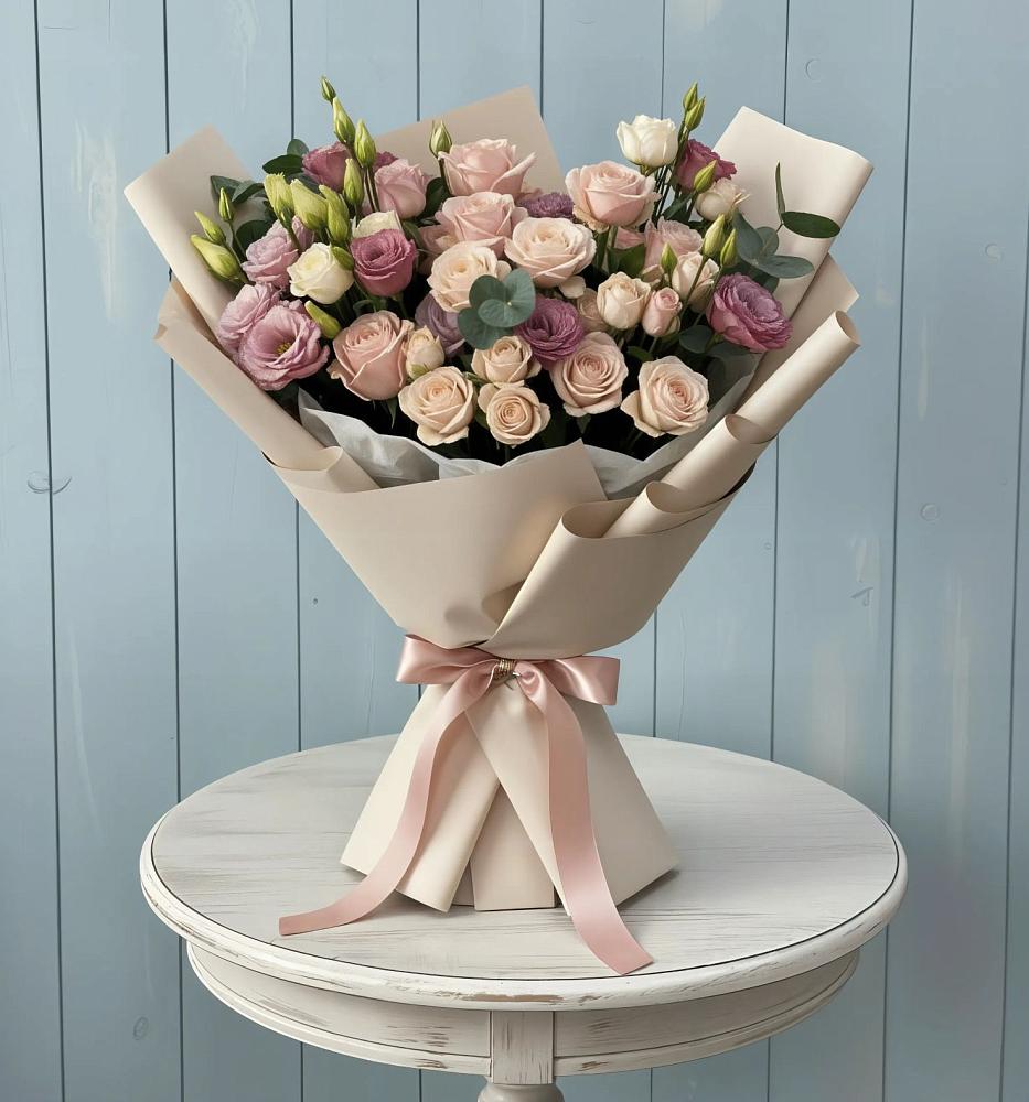 Букет цветов из: Розы и Лизиантусы в Прикубанский