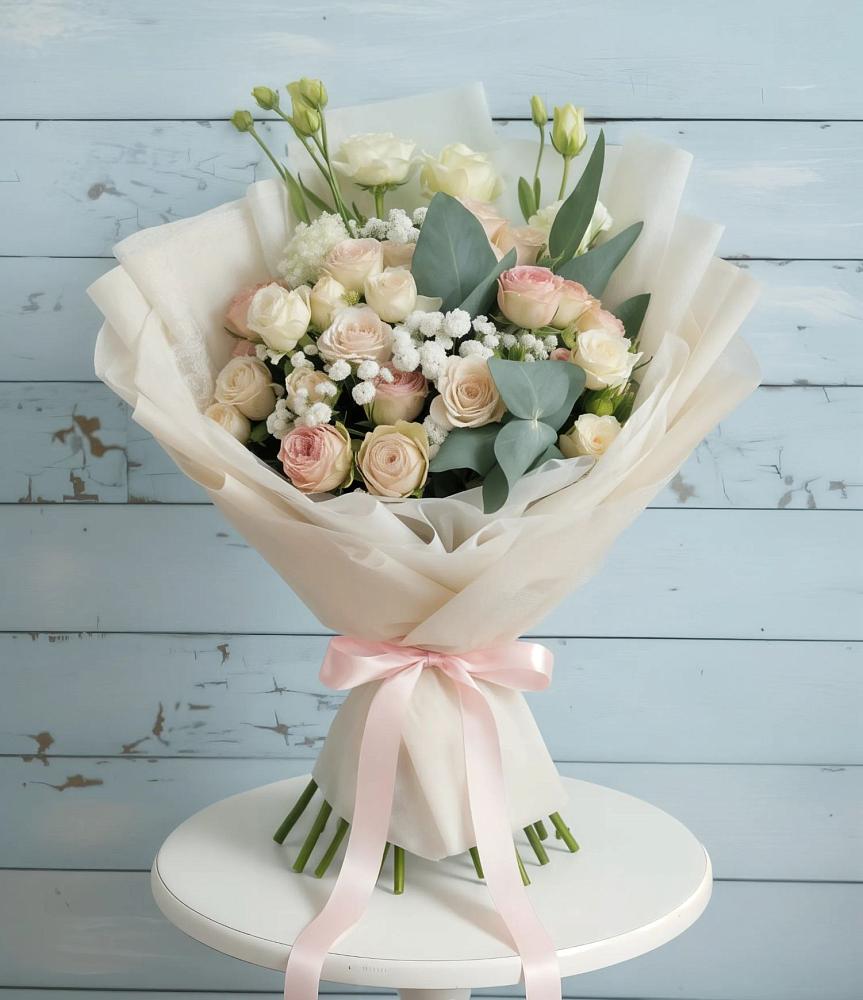 Букет цветов из: Розы и Лизиантусы в Прикубанский