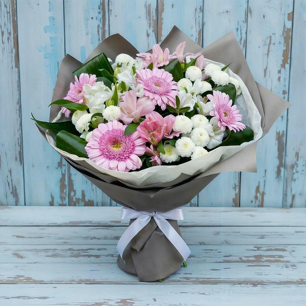 Букет цветов из: Герберы, Альстромерии и Хризантемы в Прикубанский