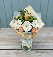 Букет цветов из:  Герберы, Розы и Хризантемы в Прикубанский